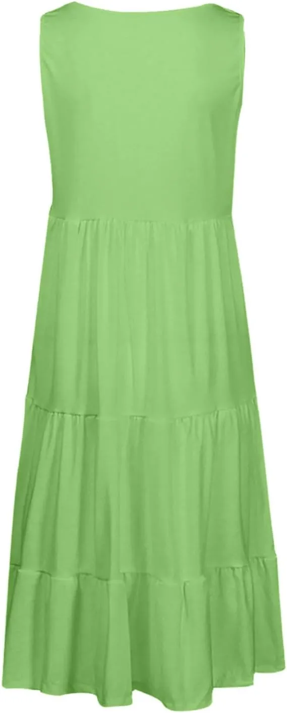 Plus Size Dresses for Women Casual Sleeveless Tank Maxi Dress Flowy Beach Travel Vacation Outfits for Hawaii