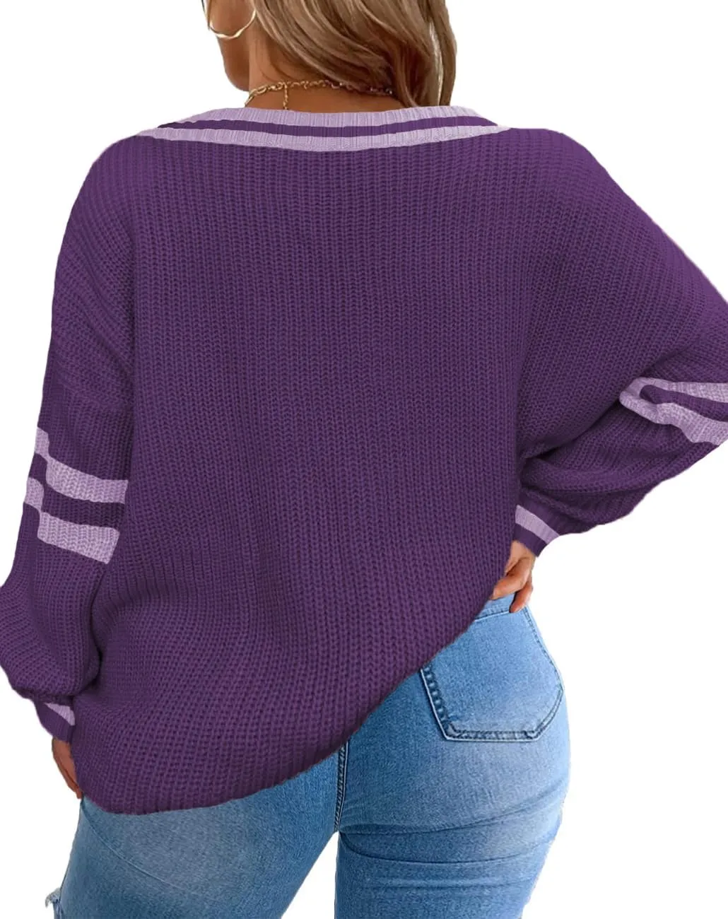 Plus-Size Sweaters for Women Long Sleeve Knit Pullover Sweaters 1XL-5XL