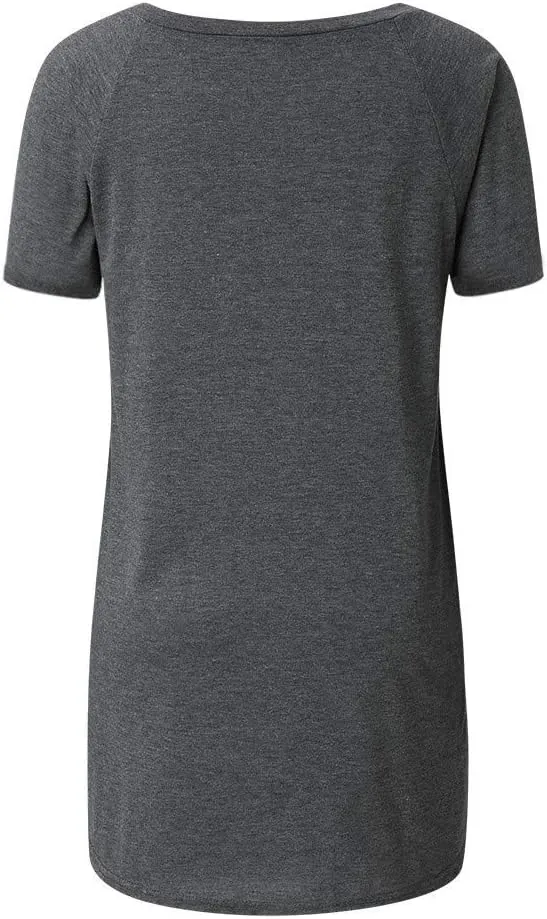 Plus Size Tunic Tops for Women Long Flowy Shirts for Leggings Short Sleeve V Neck/Crewneck Tees Blouse