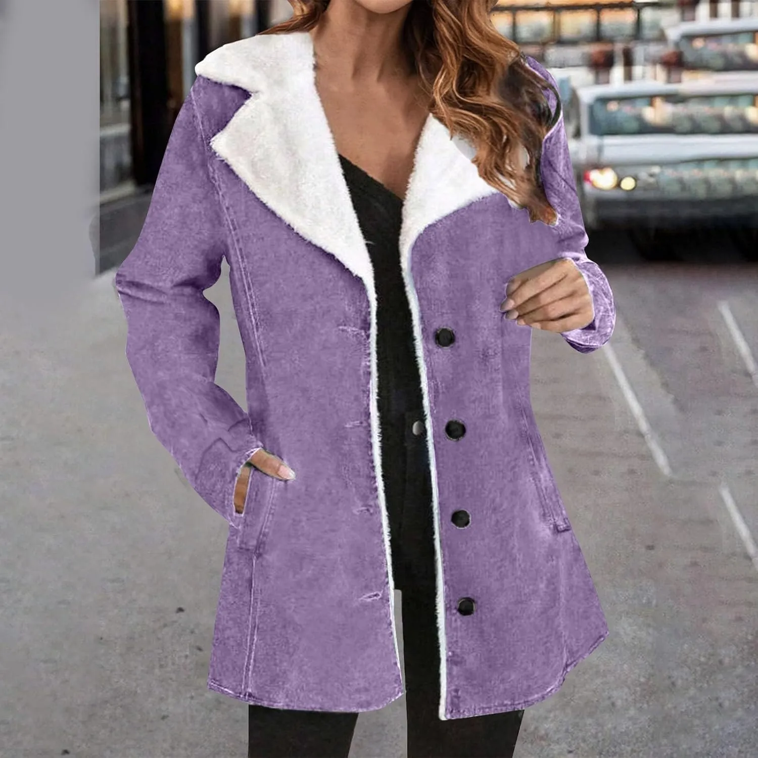 Plus Size Winter Coats for Women 2025 Fleece Lined Button Down Sherpa Fur Hooded Coat Parka Peacoat Outerwear Jackets