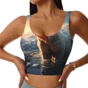 Polar Bear in Winter Women's Sexy Sports Vest Sleeveless Athletic Gym T-Shirts Vest U-Shaped Back Quick Dry Top