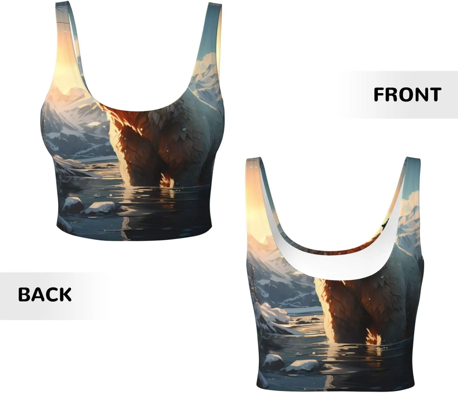 Polar Bear in Winter Women's Sexy Sports Vest Sleeveless Athletic Gym T-Shirts Vest U-Shaped Back Quick Dry Top