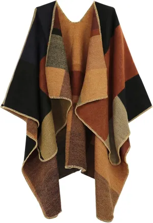 Poncho Shawl Wraps for Women, Women's Soft Warm Ponchos Sweaters Open Front Travel Poncho Cape for fall winter Spring