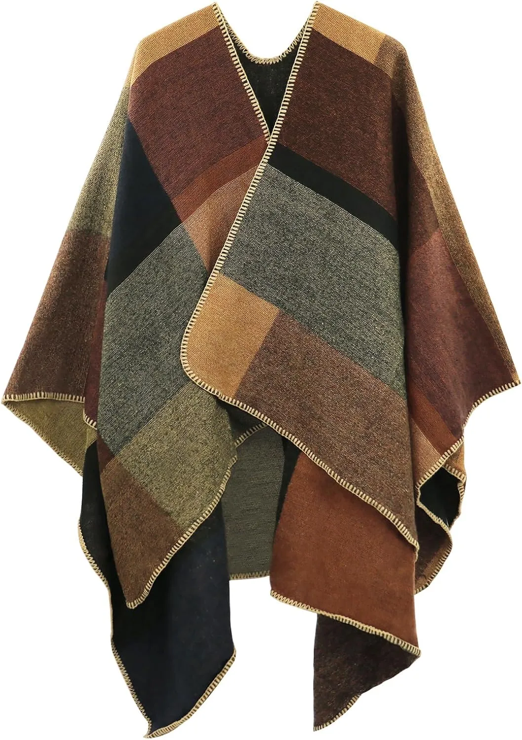 Poncho Shawl Wraps for Women, Women's Soft Warm Ponchos Sweaters Open Front Travel Poncho Cape for fall winter Spring
