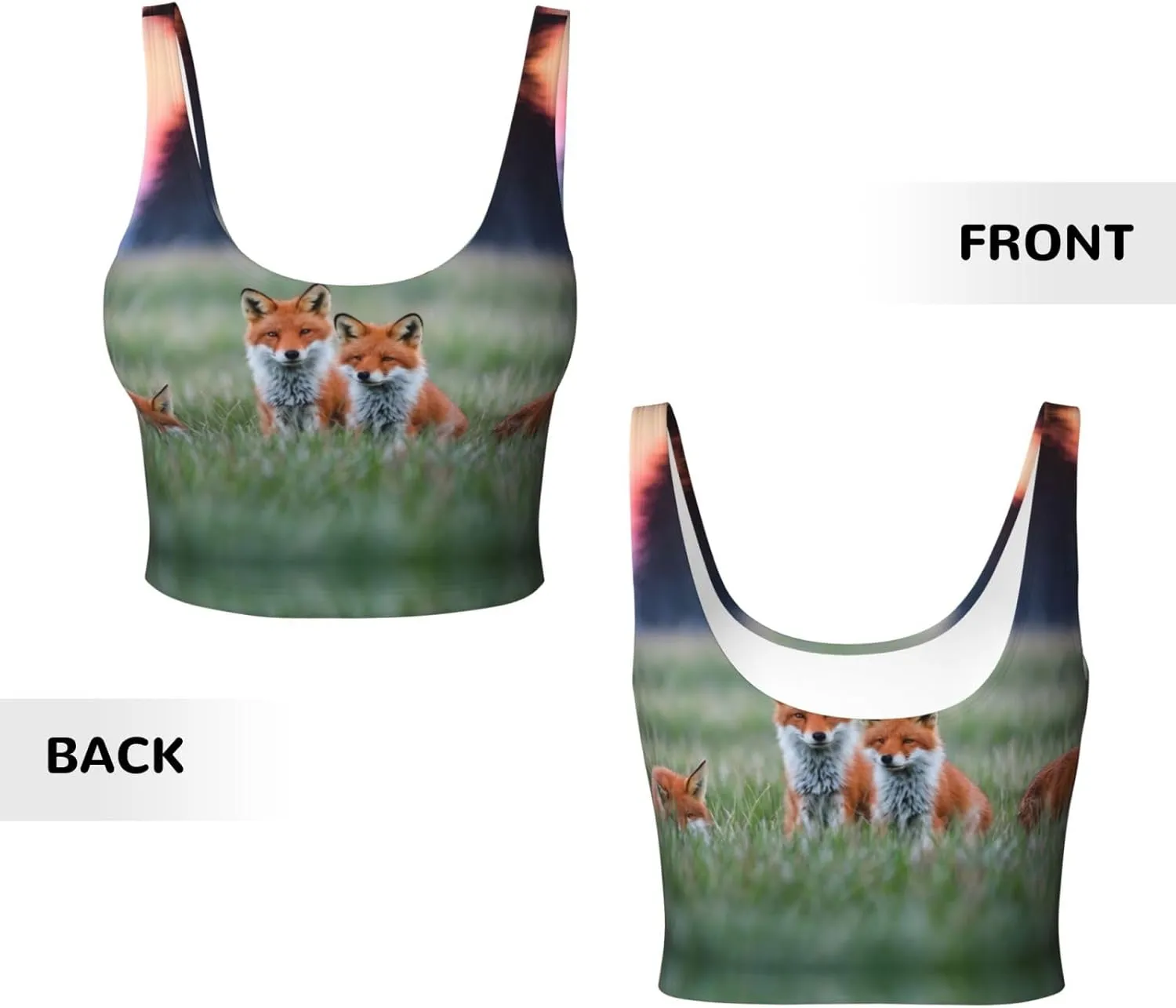 Prairie Fox Women's Sexy Sports Vest Sleeveless Athletic Gym T-Shirts Vest U-Shaped Back Quick Dry Top