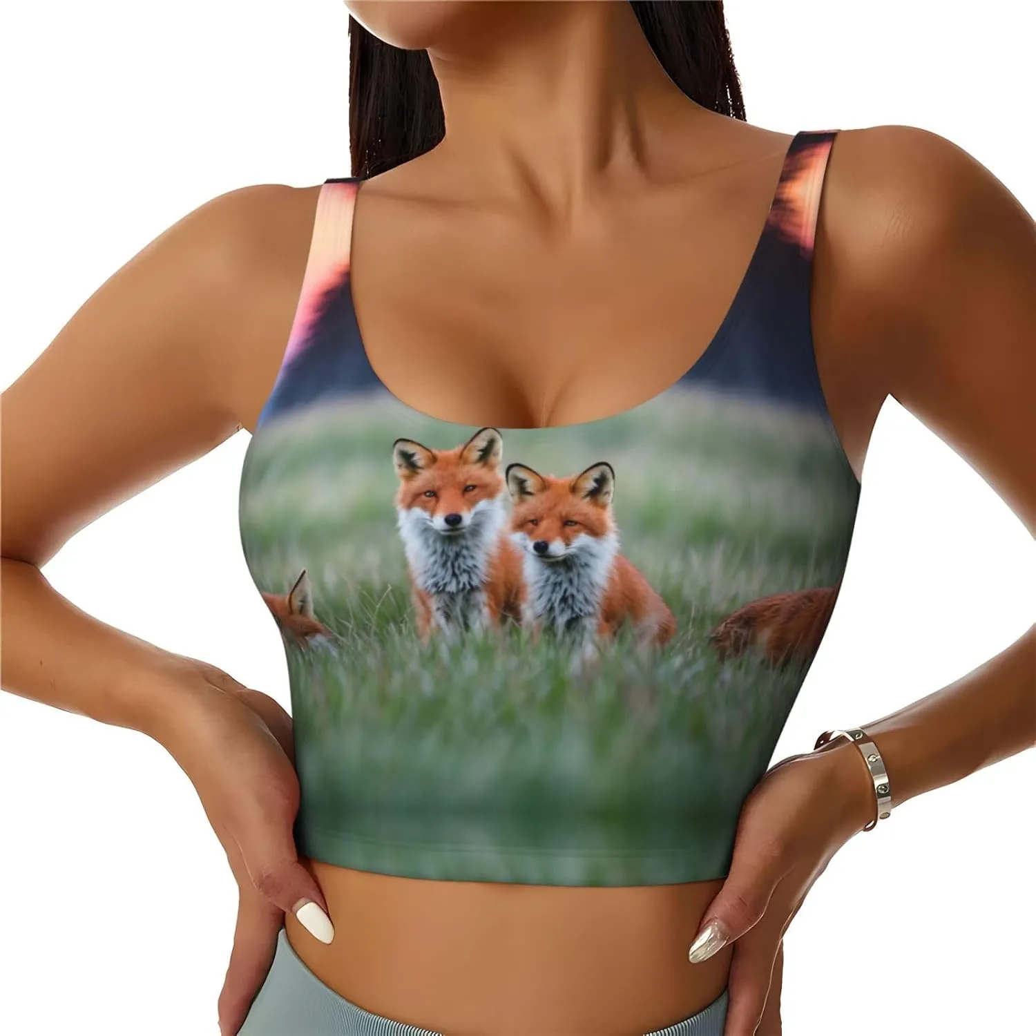 Prairie Fox Women's Sexy Sports Vest Sleeveless Athletic Gym T-Shirts Vest U-Shaped Back Quick Dry Top