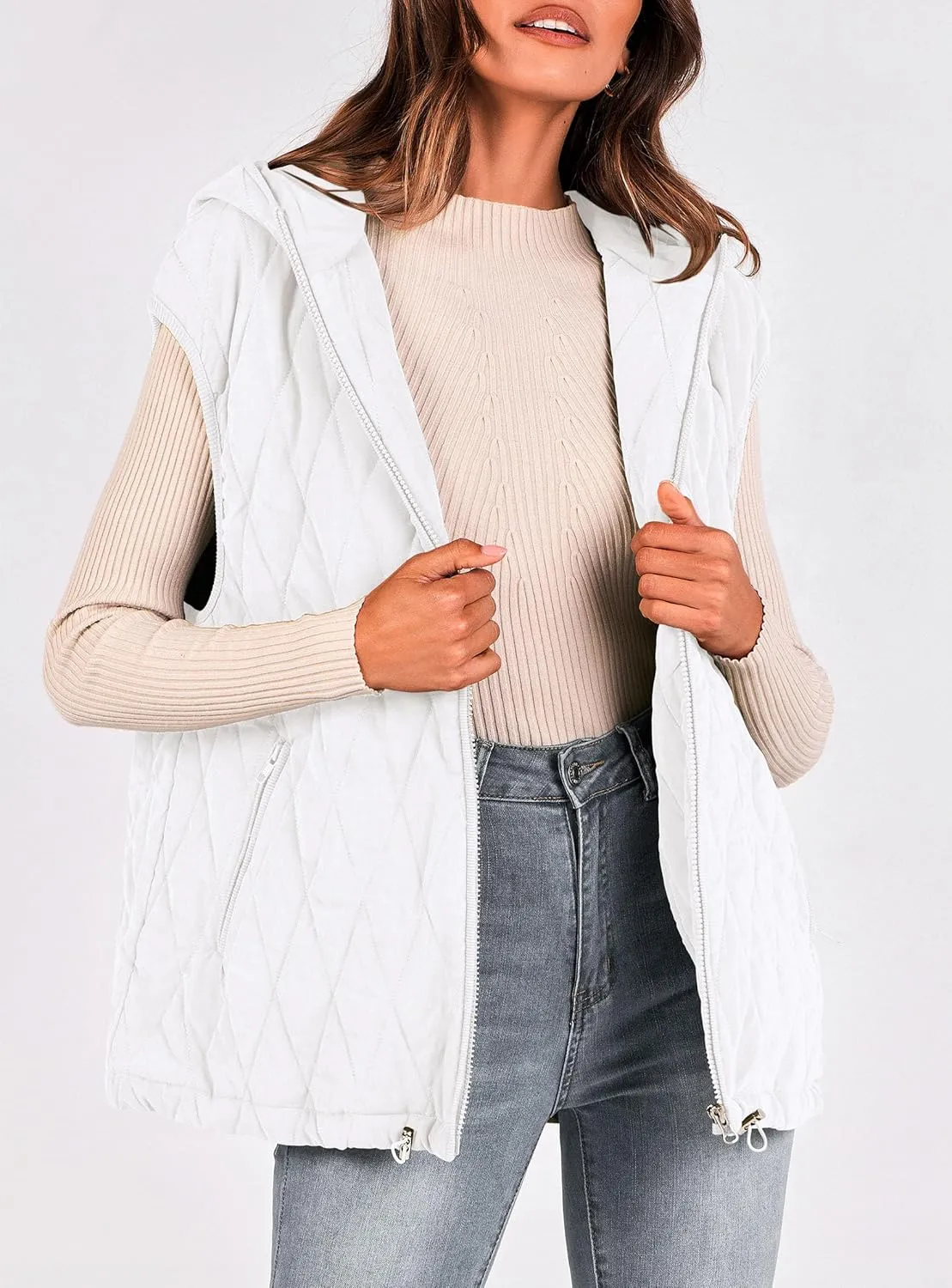 PRETTYGARDEN Women's 2025 Fall Spring Vest Casual Sleeveless Hooded Zip Up Jacket Trendy Winter Coat Outerwear