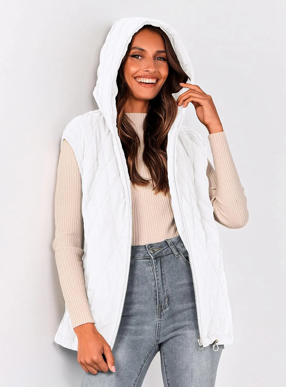 PRETTYGARDEN Women's 2025 Fall Spring Vest Casual Sleeveless Hooded Zip Up Jacket Trendy Winter Coat Outerwear