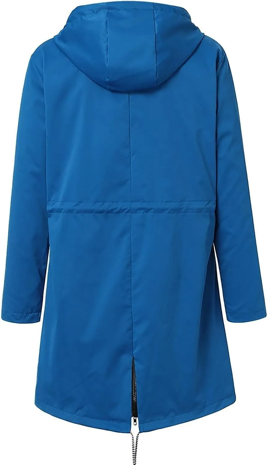 Rain Coat for Women Waterproof with Hood Lightweight Packable Raincoat for Hiking Outdoor Windbreaker with Pocket