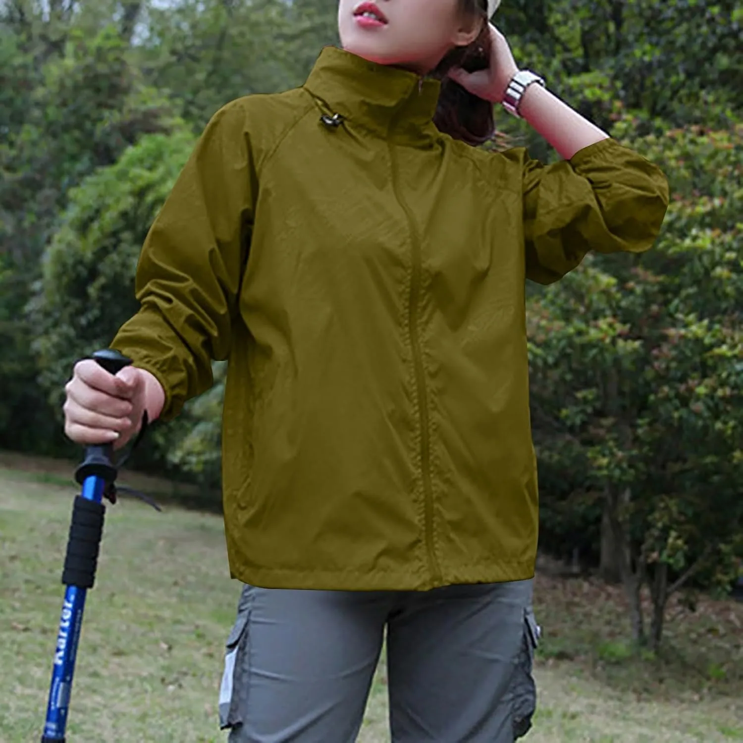 Rain Jacket Women Lightweight Hooded Raincoat Waterproof Windbreaker Jackets Packable Rain Coats with Pockets