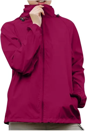 Rain Jacket Women Lightweight Hooded Raincoat Waterproof Windbreaker Jackets Packable Rain Coats with Pockets