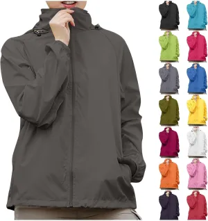 Rain Jacket Women Lightweight Hooded Raincoat Waterproof Windbreaker Jackets Packable Rain Coats with Pockets