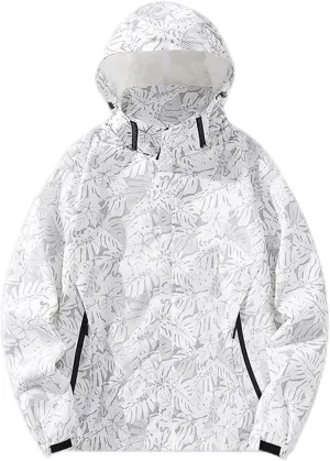Raincoat for Men Lightweight Waterproof Outdoor Breathable Hiking Rain Jackets Camouflage Print Windbreaker Jackets