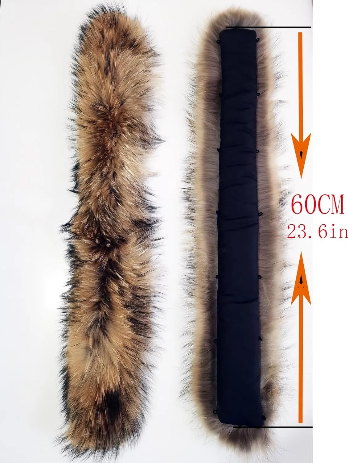 Real Pelts Collar Neck Warmer Scarf Raccoon Hair Collars Neck Wraps Hood Unisex