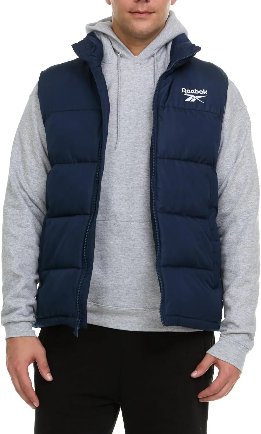 Reebok Mens Puffer Vest for Winter, Lightweight Down Alternative, Men's Outerwear Vests, Winter Vest for Men, Puffy Vest