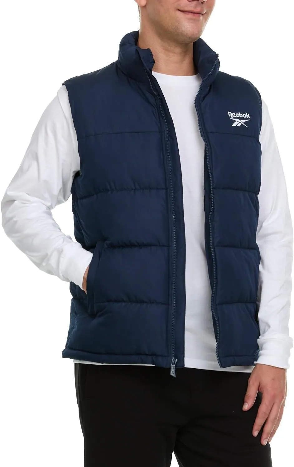 Reebok Mens Puffer Vest for Winter, Lightweight Down Alternative, Men's Outerwear Vests, Winter Vest for Men, Puffy Vest
