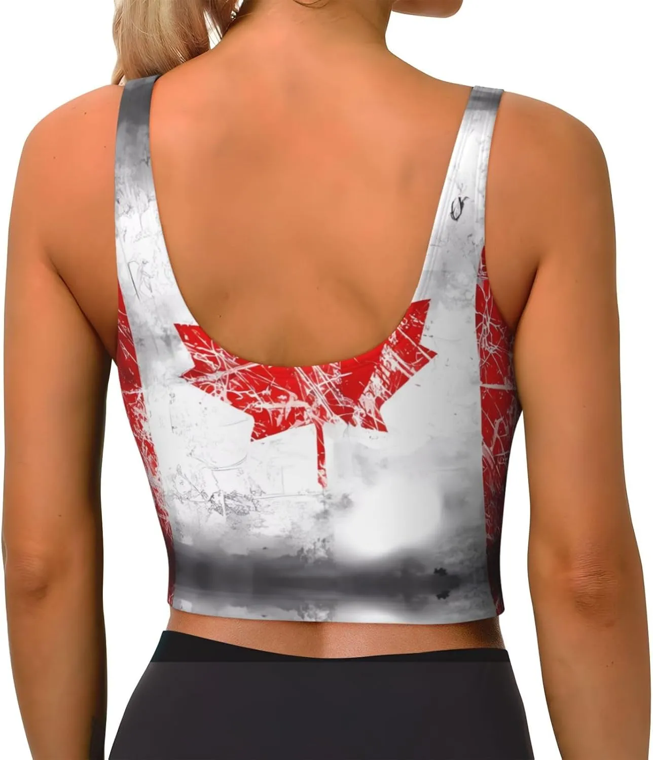 Retro Canada Flag Women's Sexy Sports Vest Sleeveless Athletic Gym T-Shirts Vest U-Shaped Back Quick Dry Top