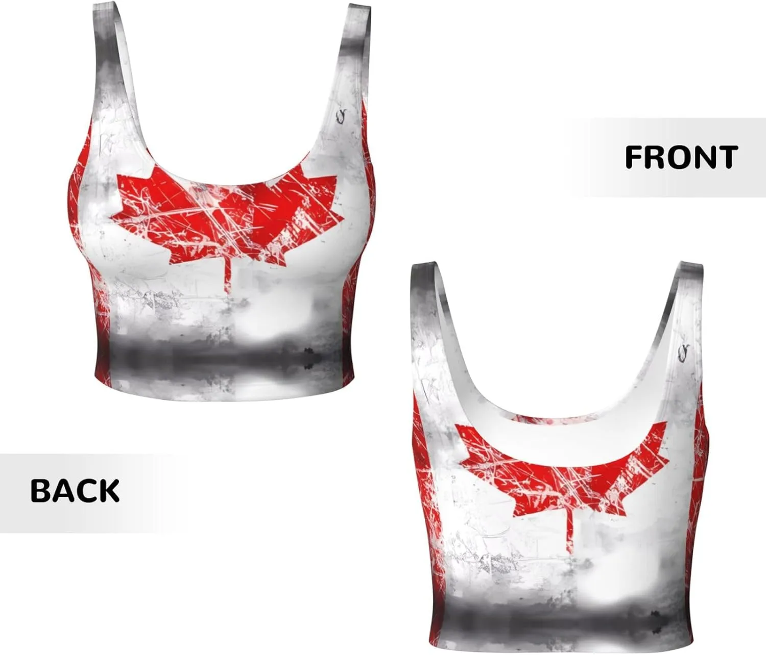 Retro Canada Flag Women's Sexy Sports Vest Sleeveless Athletic Gym T-Shirts Vest U-Shaped Back Quick Dry Top