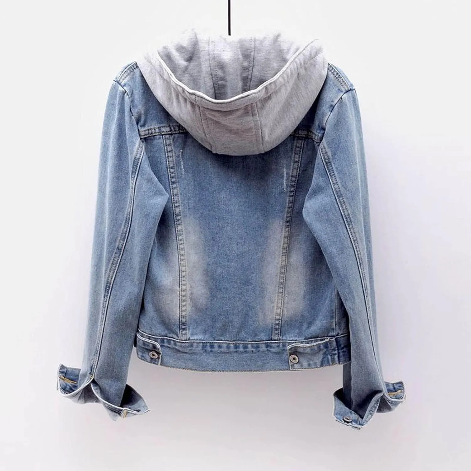 RKSTN Winter Coats Denim Jackets for Women Slim-Fit Hooded Jacket Velvet Jean Blouse Button Hoodies Trendy Hoodie Outerwear