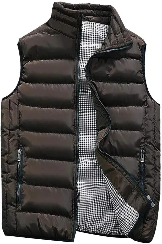 RTRDE Men's Puffer Vest Sleeveless Jacket Bubble Zipper Winter Outdoor Warm Water-Resistant Coat Vests Outerwear, S-5XL