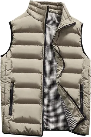 RTRDE Men's Puffer Vest Sleeveless Jacket Bubble Zipper Winter Outdoor Warm Water-Resistant Coat Vests Outerwear, S-5XL