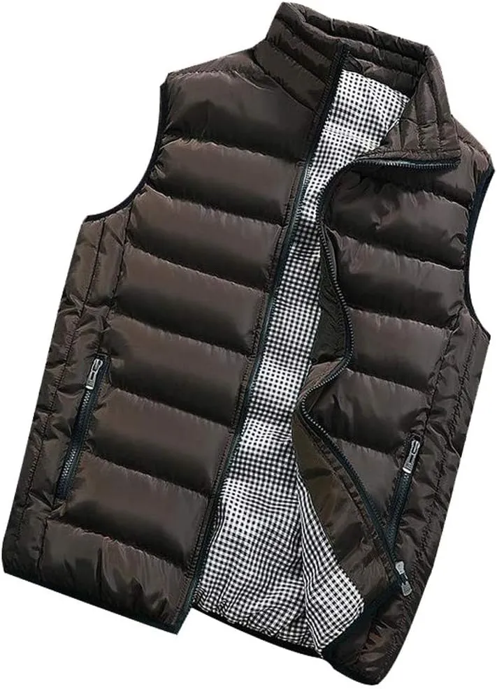RTRDE Men's Puffer Vest Sleeveless Jacket Bubble Zipper Winter Outdoor Warm Water-Resistant Coat Vests Outerwear, S-5XL