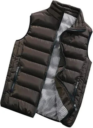 RTRDE Men's Puffer Vest Sleeveless Jacket Bubble Zipper Winter Outdoor Warm Water-Resistant Coat Vests Outerwear, S-5XL