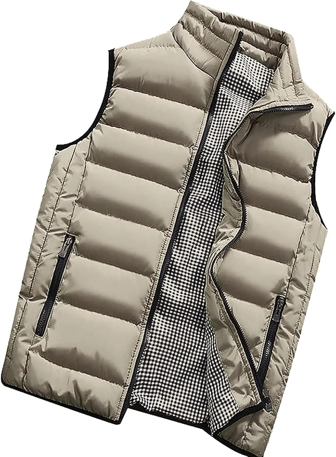 RTRDE Men's Puffer Vest Sleeveless Jacket Bubble Zipper Winter Outdoor Warm Water-Resistant Coat Vests Outerwear, S-5XL