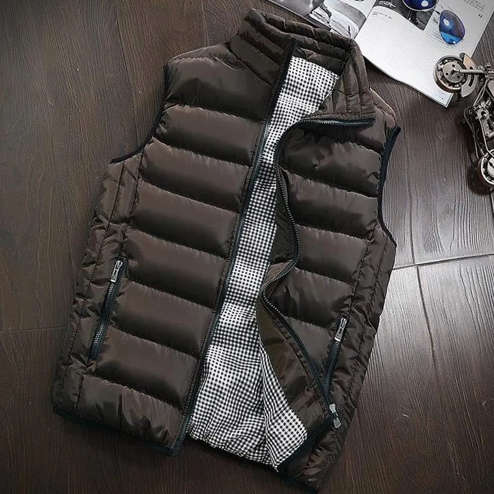 RTRDE Men's Puffer Vest Sleeveless Jacket Bubble Zipper Winter Outdoor Warm Water-Resistant Coat Vests Outerwear, S-5XL