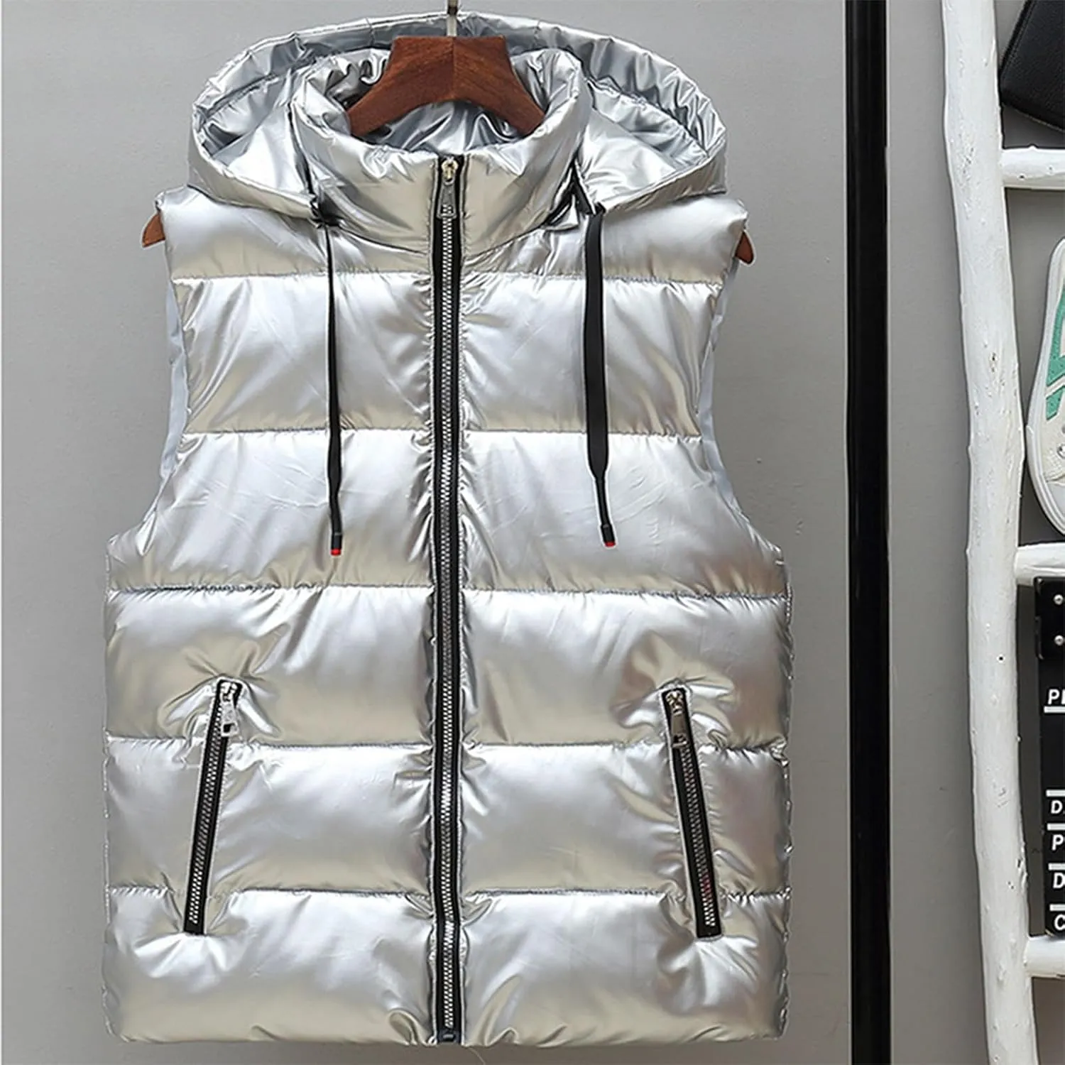 RTRDE Mens Winter Vests Outerwear Puffer Vest Sleeveless Jacket Zipper Outdoor Warm Water Resistant Coat Vest, M-4XL