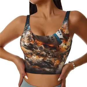 Rugby On Fire Women's Sexy Sports Vest Sleeveless Athletic Gym T-Shirts Vest U-Shaped Back Quick Dry Top