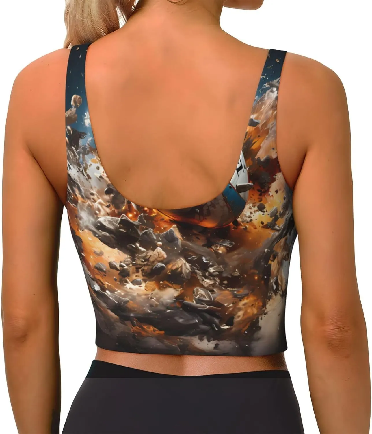 Rugby On Fire Women's Sexy Sports Vest Sleeveless Athletic Gym T-Shirts Vest U-Shaped Back Quick Dry Top