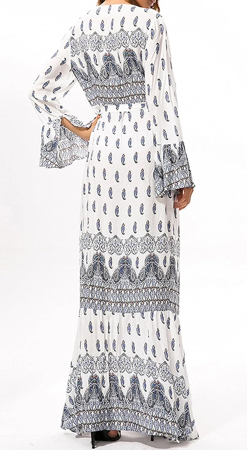 R.Vivimos Womens Summer Long Sleeve Cardigan Sexy Maxi Dresses