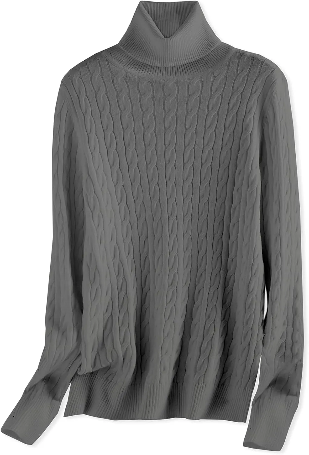 SANGTREE Women's Cable Knit Turtleneck Long Sleeves Lightweight Pullover Sweater