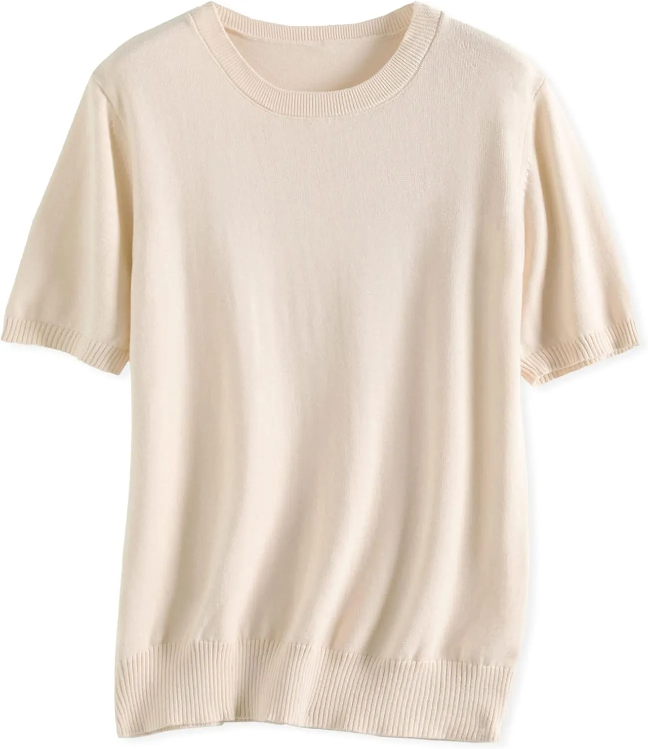 SANGTREE Women's Short Sleeve Sweaters Crew Neck Pullover Tops Summer Sweaters for Women