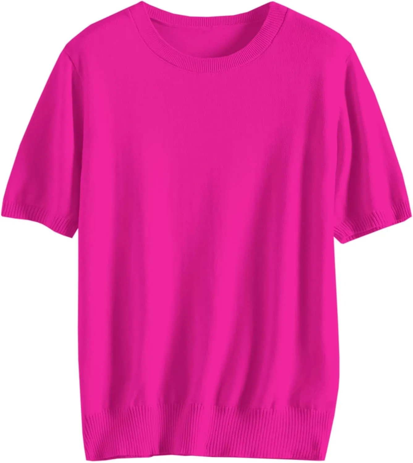 SANGTREE Women's Short Sleeve Sweaters Crew Neck Pullover Tops Summer Sweaters for Women