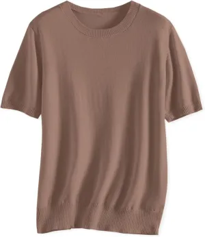SANGTREE Women's Short Sleeve Sweaters Crew Neck Pullover Tops Summer Sweaters for Women