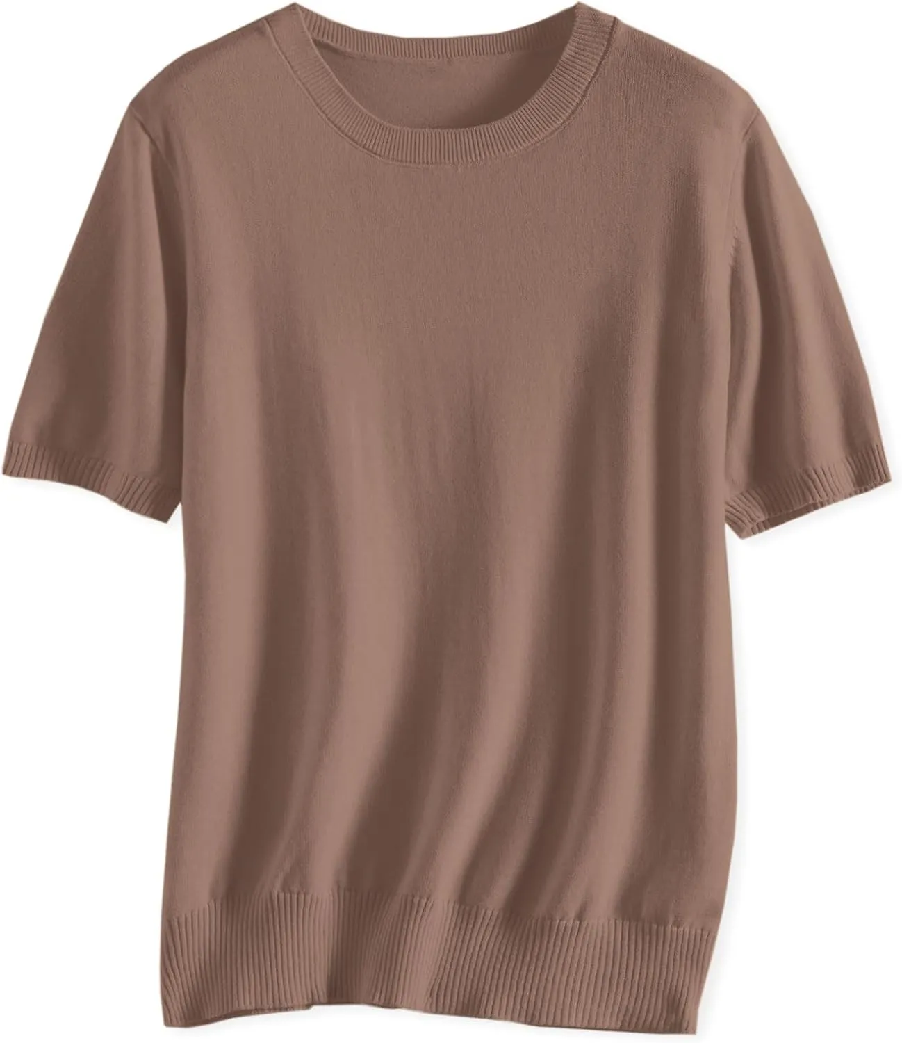 SANGTREE Women's Short Sleeve Sweaters Crew Neck Pullover Tops Summer Sweaters for Women