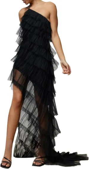 Sasaerucure Women Spaghetti Strap Maxi Dress Low Cut Slim Long Dress Y2K Irregular Tassels Bodycon Backless Sheer Mesh Dress