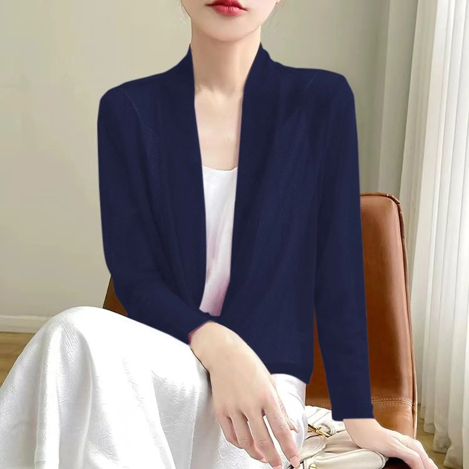 SHAOBGE Womens Winter Coats Women's Long Sleeve Ice Silk Knit Skirt V Neck Cardigan Womens Cardigan