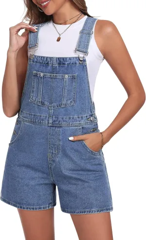 Skirt BL Denim Overall Shorts for Women Casual Adjustable Straps Bib Jean Short Overalls Shortalls with Pockets Summer