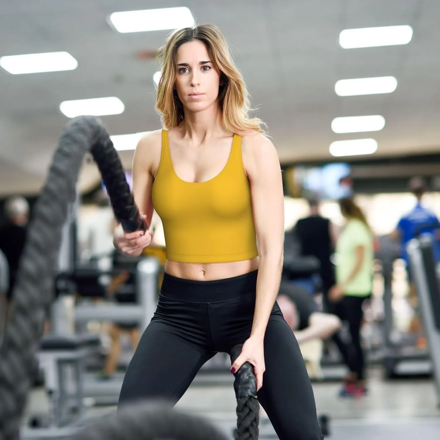 Solid Color Gold Women's Sexy Sports Vest Sleeveless Athletic Gym T-Shirts Vest U-Shaped Back Quick Dry Top