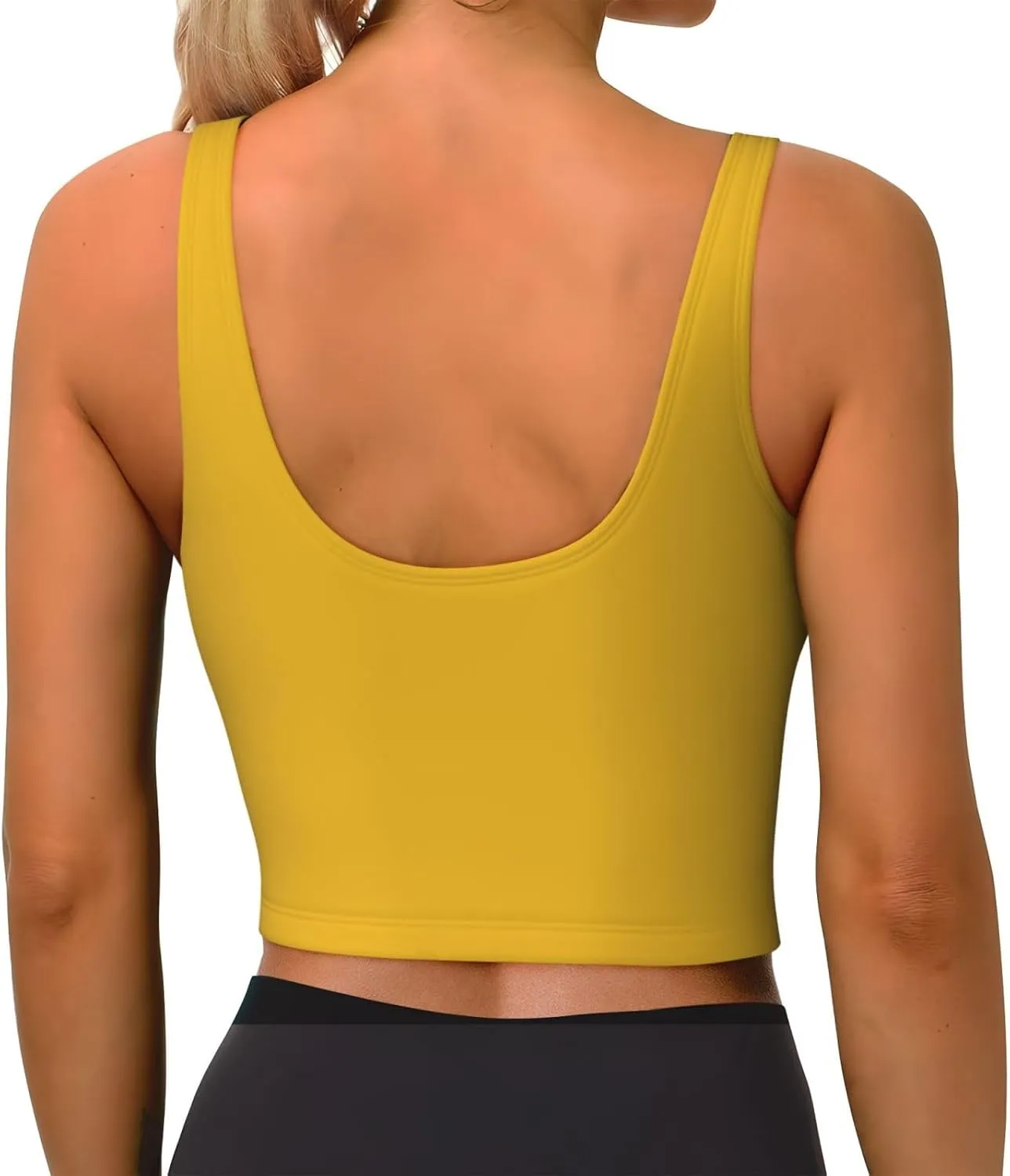 Solid Color Gold Women's Sexy Sports Vest Sleeveless Athletic Gym T-Shirts Vest U-Shaped Back Quick Dry Top