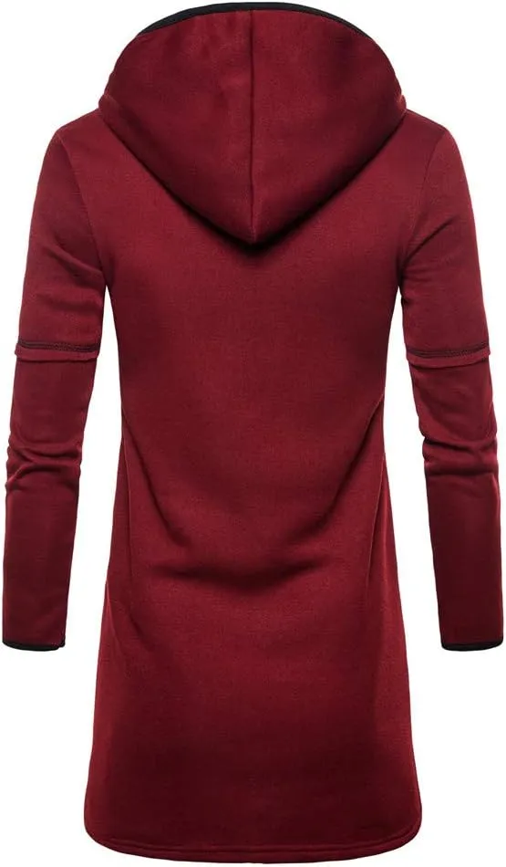 Sport Jackets for Men Mens Hooded Solid Trench Coat Jacket Cardigan Long Sleeve Outwear Blouse Jackets