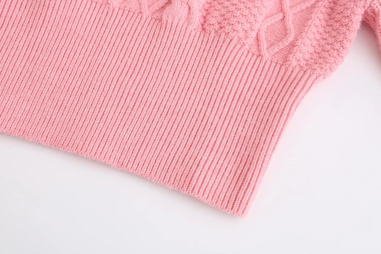 SSLR-Womens-Oversized-Sweaters-Cropped Sweaters Crewneck Long Lantern Sleeve Knitted Cable Pullover