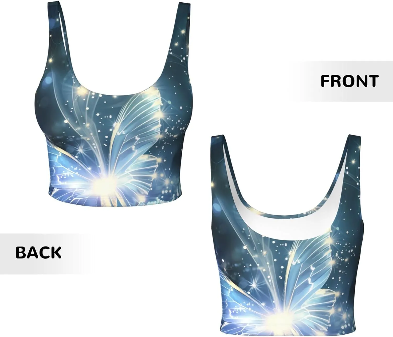 Starlight Butterfly Women's Sexy Sports Vest Sleeveless Athletic Gym T-Shirts Vest U-Shaped Back Quick Dry Top