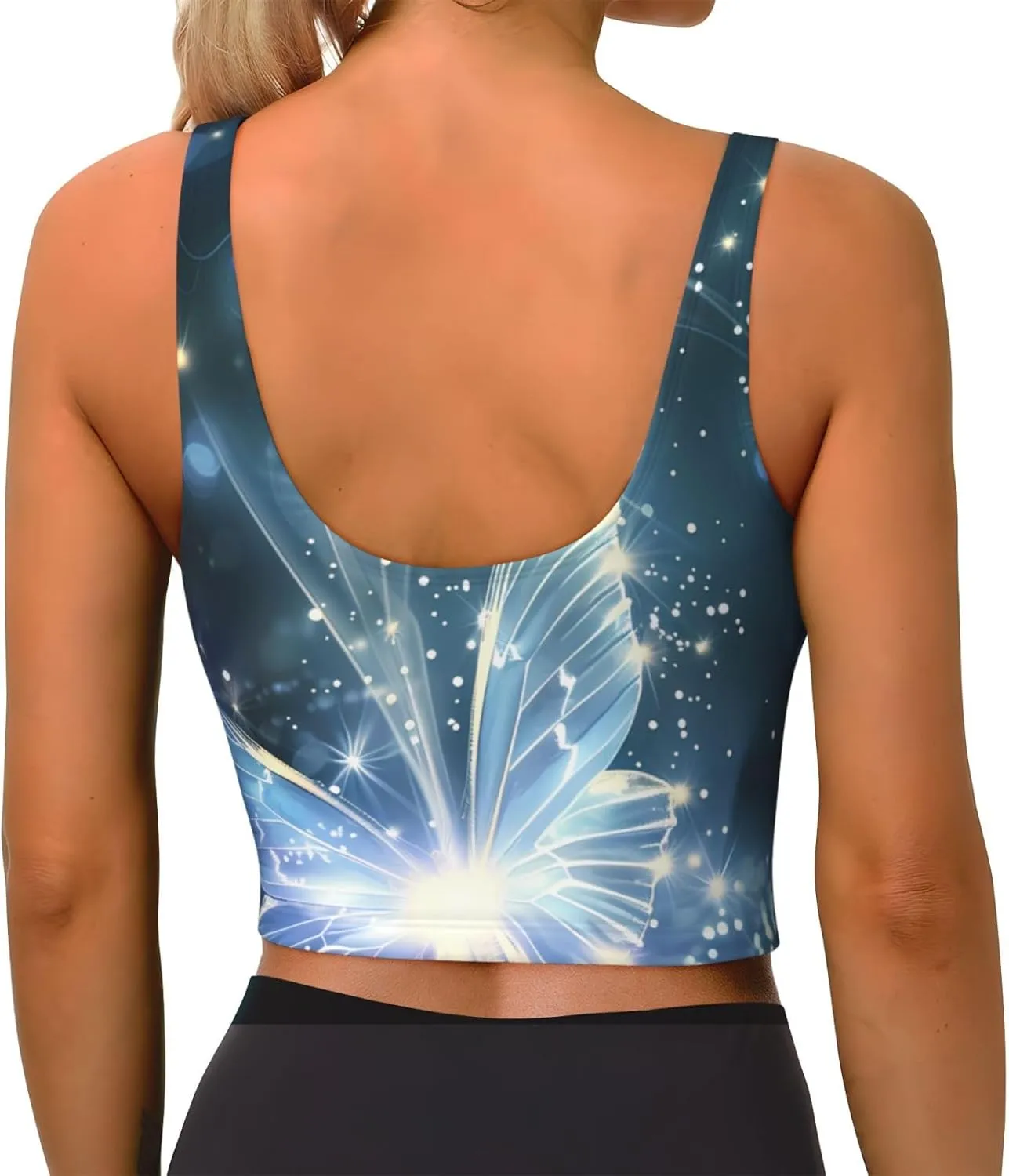 Starlight Butterfly Women's Sexy Sports Vest Sleeveless Athletic Gym T-Shirts Vest U-Shaped Back Quick Dry Top