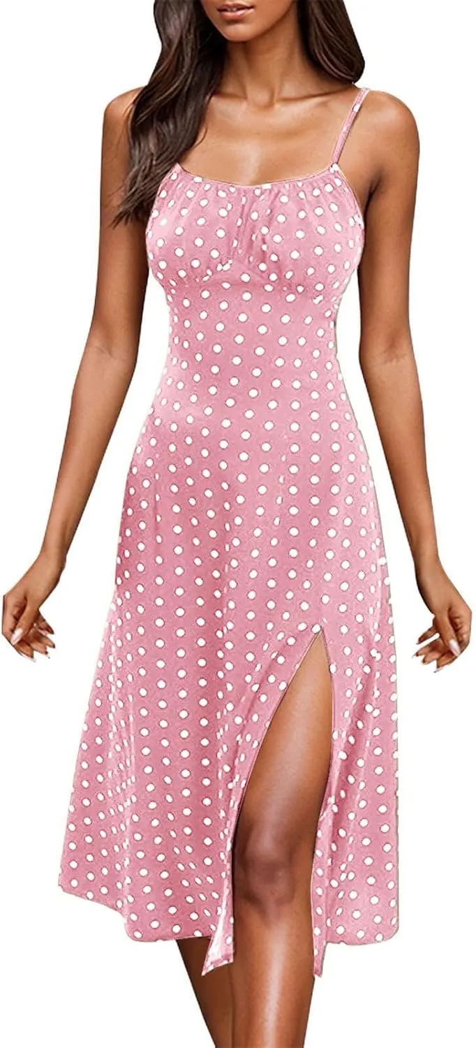 Summer Boho Floral Dress Casual Loose Sleeveless V Neck Tiered Ruffle Beach Maxi Sundress with Pockets