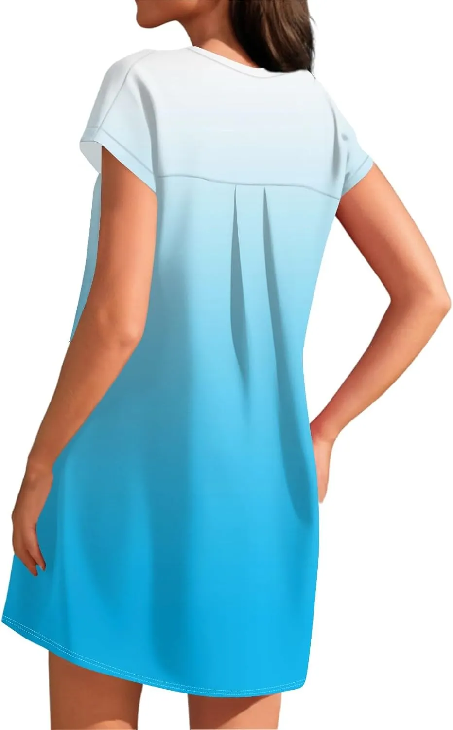 Summer Dresses for Women 2025 Beach Vacation Spring Clothes Short Sleeve Round Neck Wedding Guest Dress
