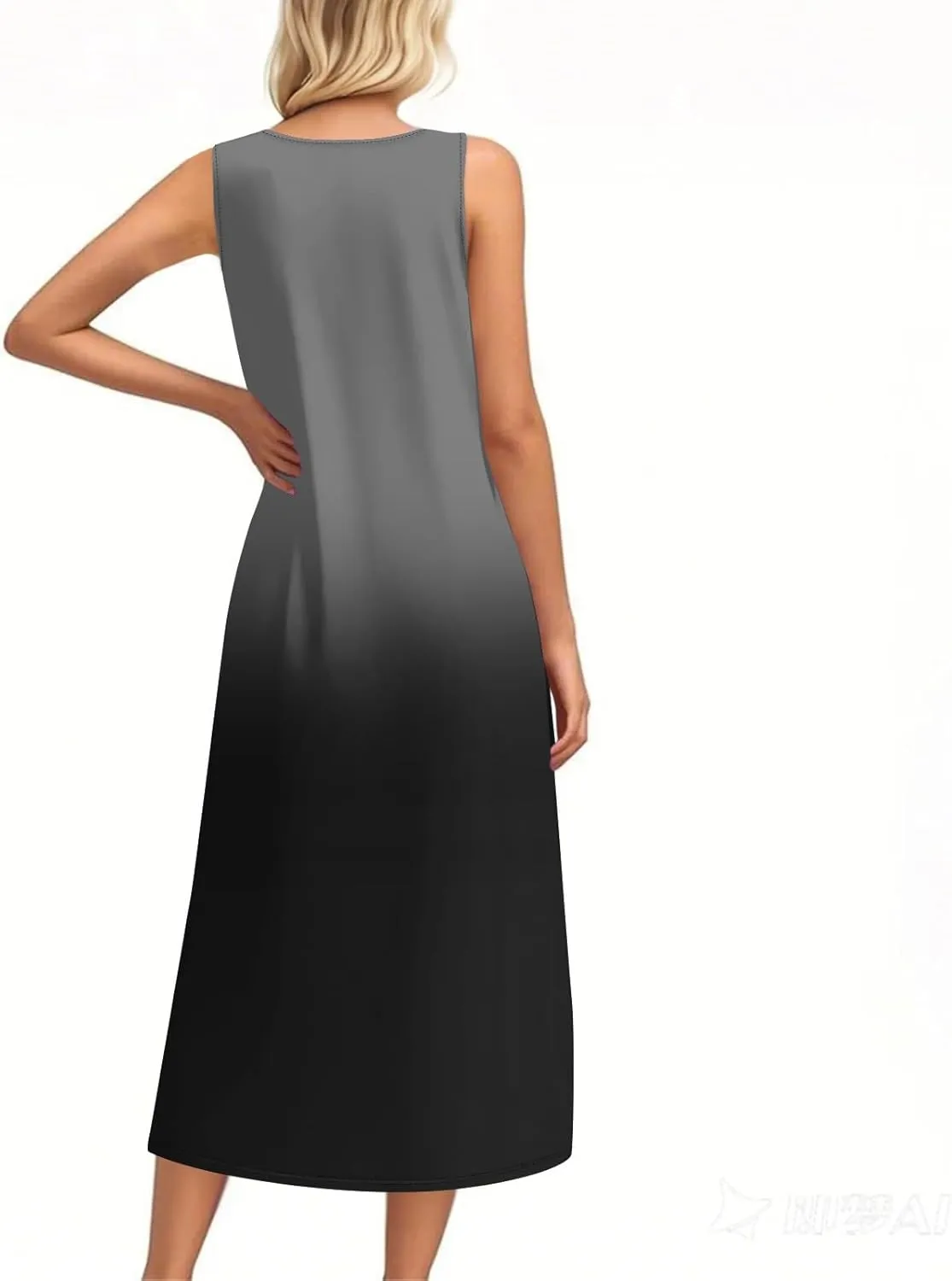 Summer Dresses for Women 2025 Beach Vacation Spring Clothes Sleeveless Crew Neck Buttons Maxi Dresses